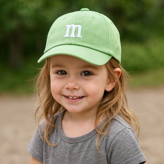 casquette pour bebe vert fille sourire