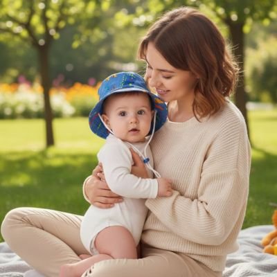 chapeau anti uv bébé dinosaure maman picnic