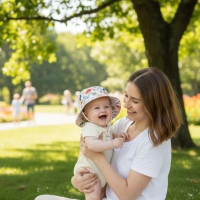 chapeau anti uv bébé fleur maman parc