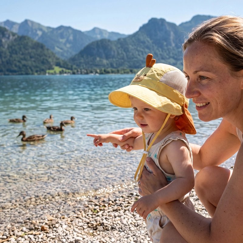 chapeau bebe jaune maman rivière canards