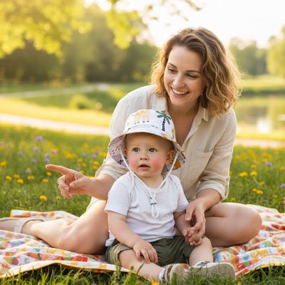 chapeau bébé jungle mama bord de l'eau