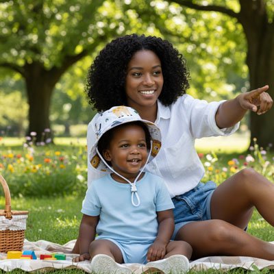 chapeau bébé jungle maman africaine picnic