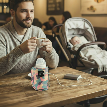 chauffe biberon portable rose papa café