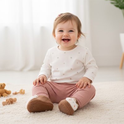 Chausson bébé marron jouets bois