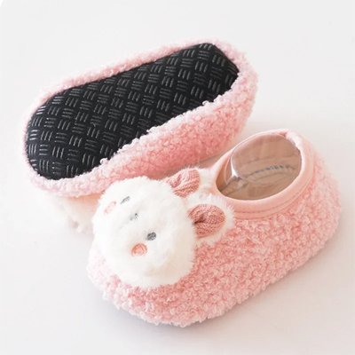 Chausson bébé rose anti-dérapant