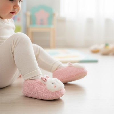Chausson bébé rose salle de jeux