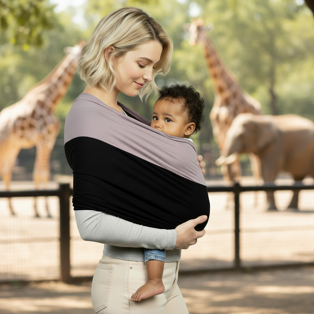 echarpe de portage mauve maman zoo