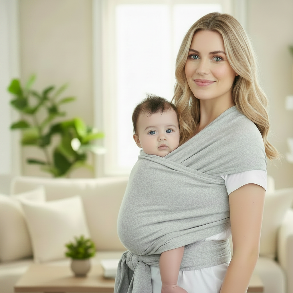 echarpe porte bebe gris maman salon