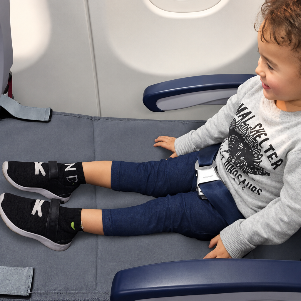 lit de voyage bébé gris petit garçon jambes allongées souriant confortable