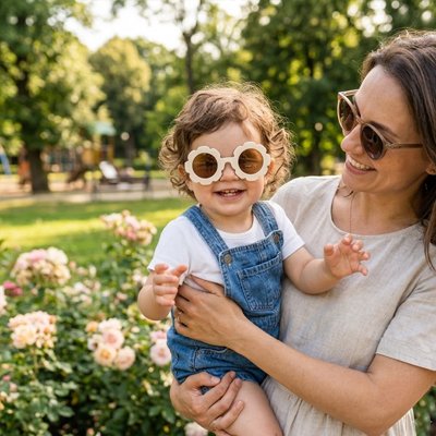 lunette de soleil bebe beige fille salopette