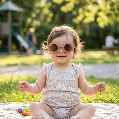 lunette de soleil bebe rose foncé fille parc jeux