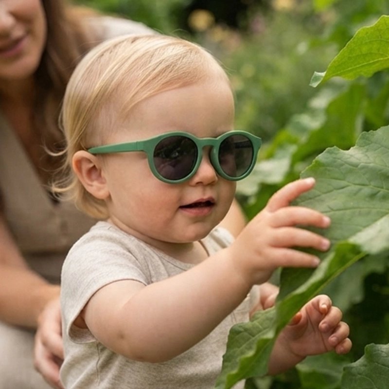 Lunette soleil pour bebe​ vert garçon grande feuille
