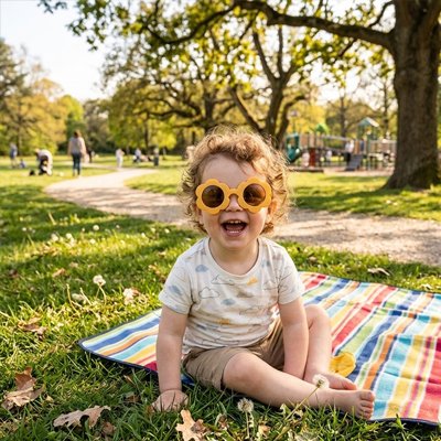 lunettes de soleil bébé jaune couverture parc