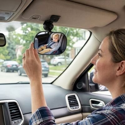 miroir voiture bébé avec maman