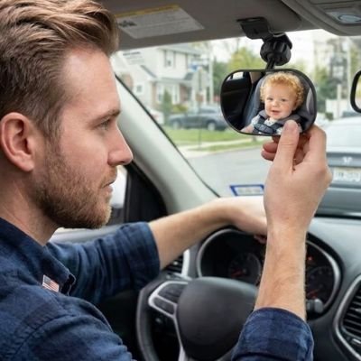 miroir voiture bébé avec papa