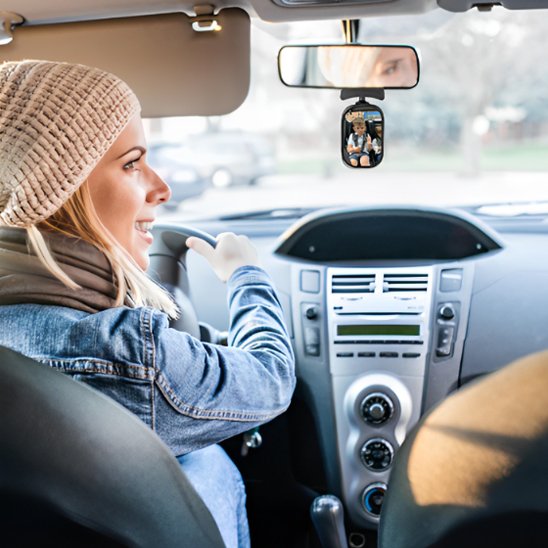 miroir voiture bébé maman avec tuque