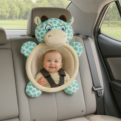 miroir voiture bébé vache verte