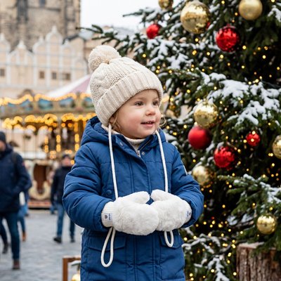 Moufle bébé beige fillette sapin noël