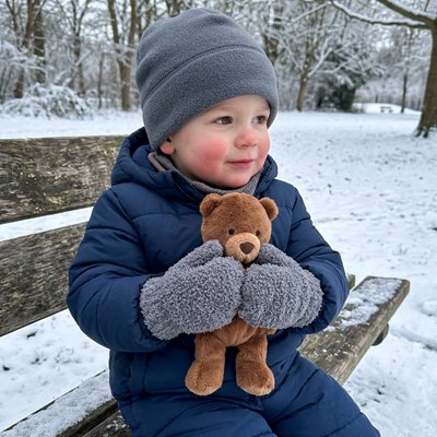 Moufle bébé gris toutou ourson