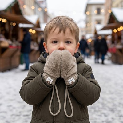 Moufle bébé kaki garçon main bouche