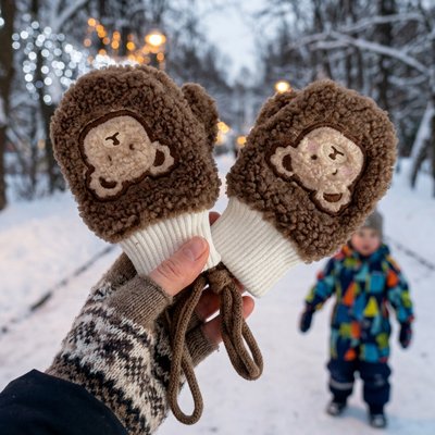 moufle bébé marron maman démonstration