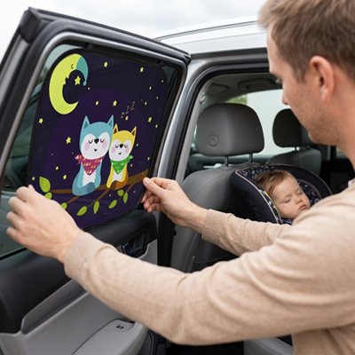 par soleil voiture papa installe