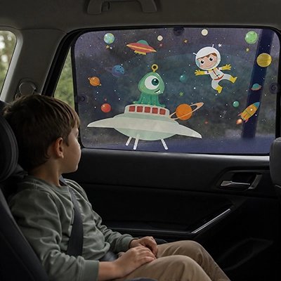 pare soleil enfant regarde dehors