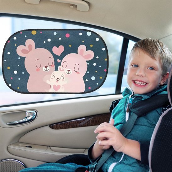 pare soleil voiture bébé garçon lapins amoureux