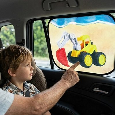 pare soleil voiture enfant et papa