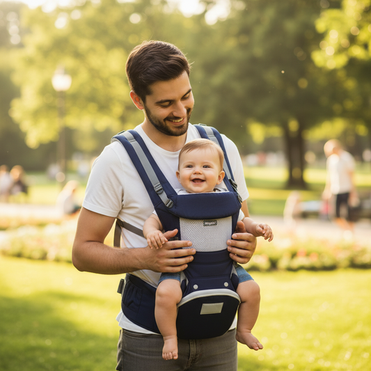 porte bébé bleu foncé papa