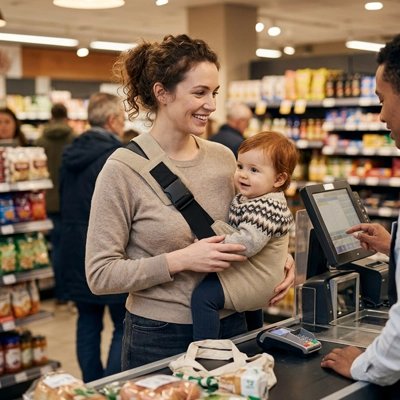 porte bébé épicerie