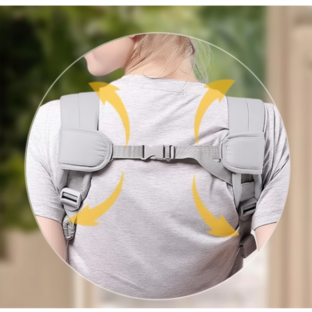 porte bebe ergonomique gris attache dos