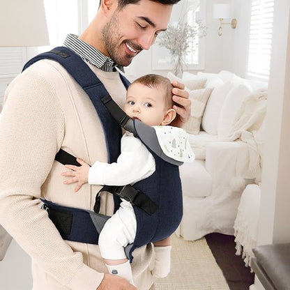 porte bebe ergonomique papa regarde bebe côté