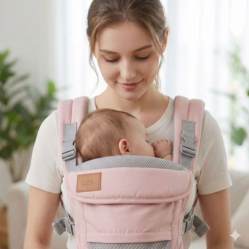 porte bebe ergonomique rose maman maison
