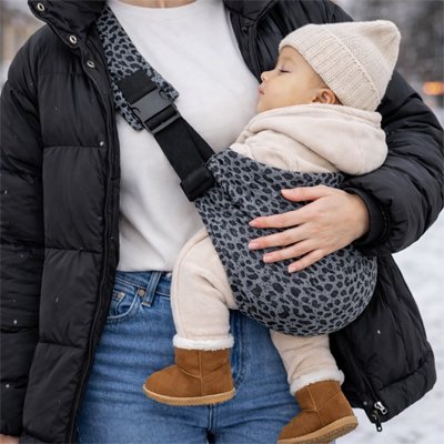 porte bebe gris manteau 