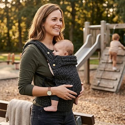 porte bebe léopard noir maman parc jeux