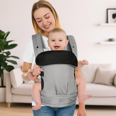 porte bébé physiologique gris devant