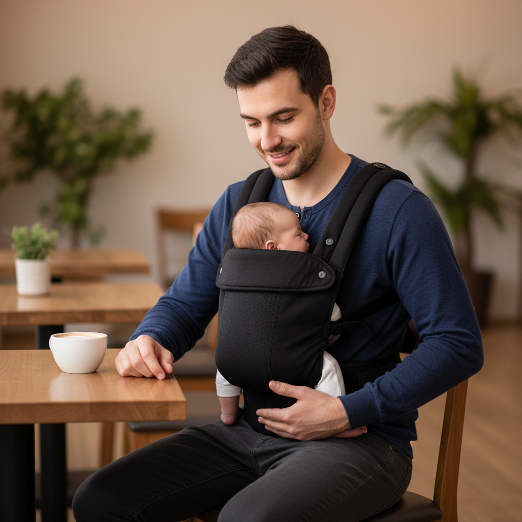 porte bébé physiologique noir papa café