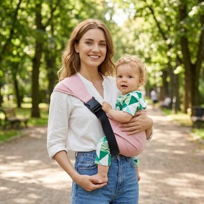 Porte bébé rose maman sentier
