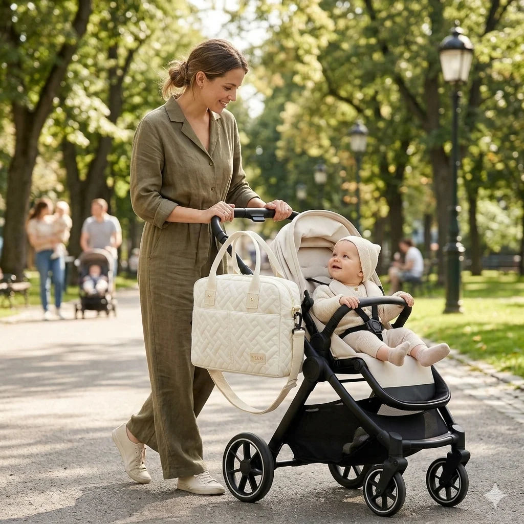 sac à langer beige poussette
