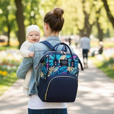sac a dos a langer bleu maman bébé