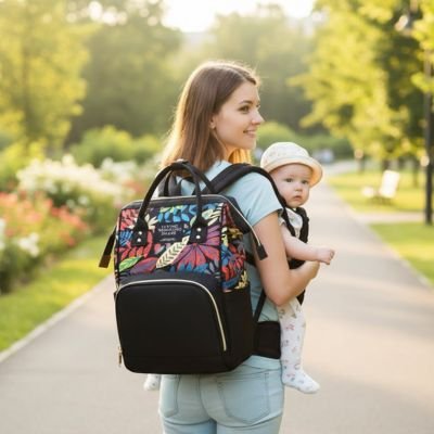 sac a dos a langer noir maman bébé