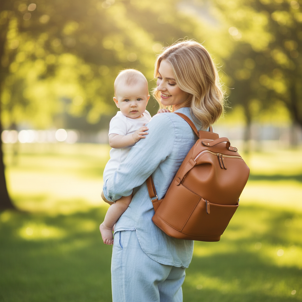 sac a dos bebe brun maman bras