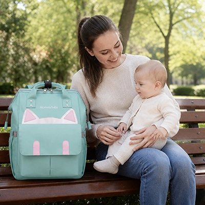 sac a dos bebe maman vert banc parc