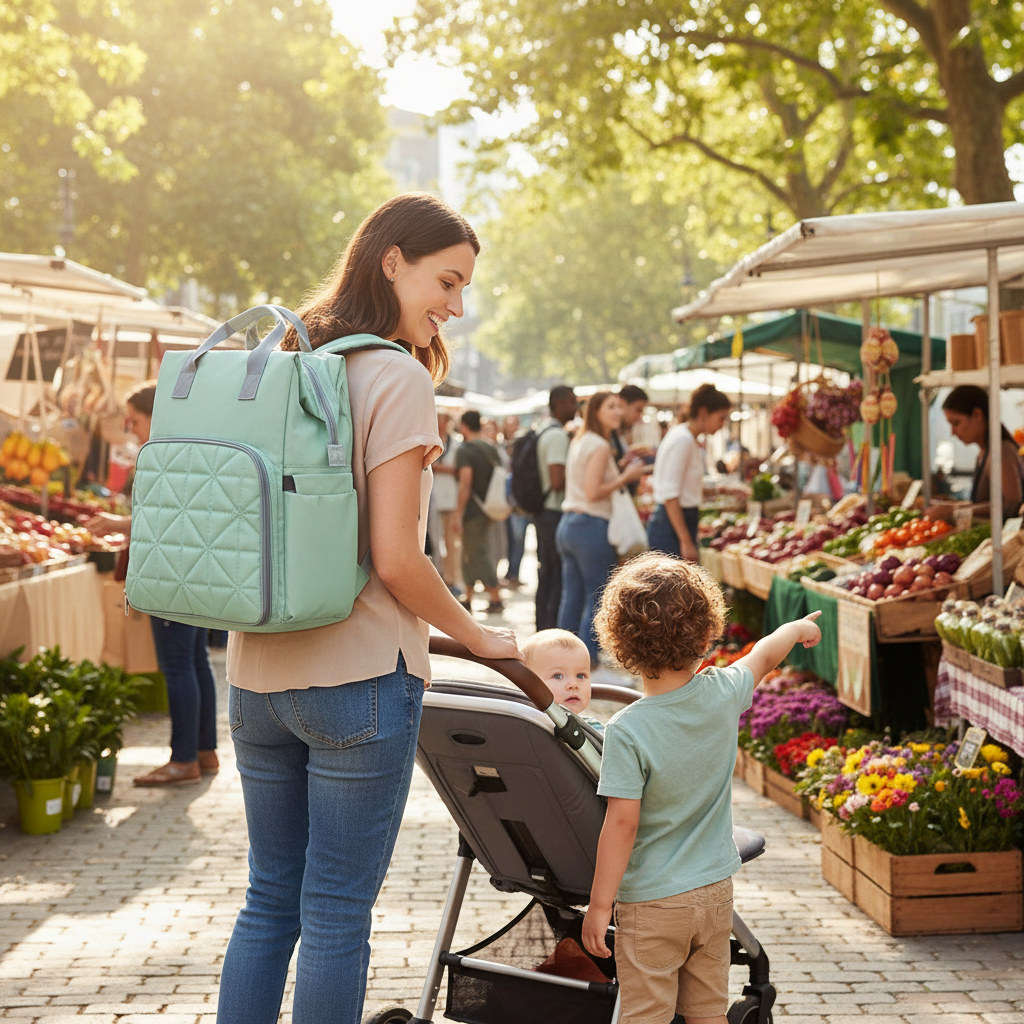 sac a dos langer menthe maman fruiterie