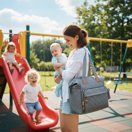 sac à langer bebe gris maman parc jeux