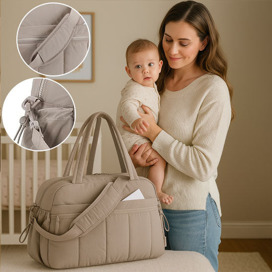 sac a langer bebe kaki détailles