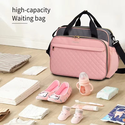 sac à langer bébé rose et gris