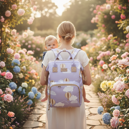 sac a langer sac a dos lilas maman sentier fleuris
