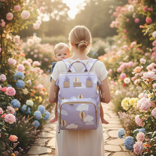 sac a langer sac a dos lilas maman sentier fleuris